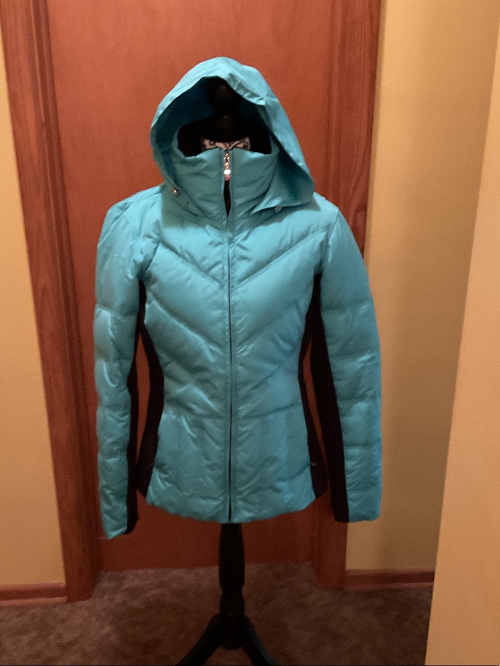 ZeroXposur Aqua Hooded Puffer Jacket with Black Side Panels